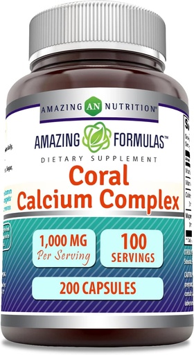 [BRSWKHQGBUMAOH3O] Amazing Formulas Coral Calcium Complex Supplement | 1000 Mg | 200 Capsules | Non-GMO | Gluten-Free | Made in USA
