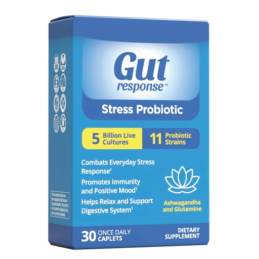 [BRSROEIOAABWCCLU] Stress Probiotic for Men & Women, Slows Down Digestive Aging, Boosts Immune System, Promotes Calmness, Ashwagandha, L-Glutamine, Non-GMO, Gluten Free & Vegan, 5 Billion CFU, 30 Caplets