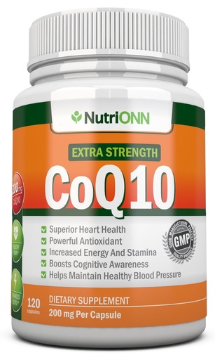 [BRSWIG32BF7GKHDE] NutriONN CoQ10 200mg (Double Strength), 120 Capsules - High Absorption Coenzyme Q10 - Scientifically Proven Extra Strength CoQ10 Ubiquinone - 4 Month Supply
