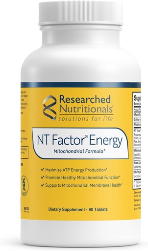 [BRSWIZAOAYIQOET6] Researched Nutritionals NT Factor Energy - Advanced Mitochondrial Formula to Promote Cellular Health, ATP Production, Energy & Brain Health (90 Tablets)