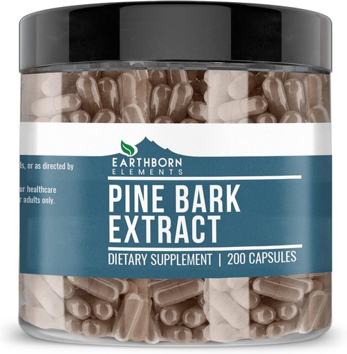 [BRSWYYI7PJ5WAHL7] Earthborn Elements Pine Bark Extract, 200 Capsules, Pure & Undiluted, No Additives