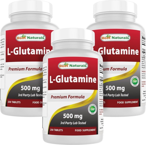 [BRSW2AYNOV7QEGQ7] Best Naturals L-Glutamine 500mg, 250 Tablets (250 Count (Pack of 3))