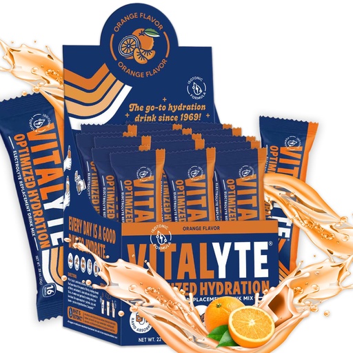 [BRSWIFQOAF7WE2IV] Vitalyte Electrolyte Powder Packets - Isotonic Clean Electrolyte Hydration Drink Mix - Single Serve Rehydration Packets with No Artificial Colors, Flavors or Sweeteners (Orange, Pack of 25)