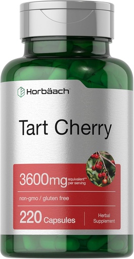 [BRSROCDYOUHRYHTD] Horbäach Tart Cherry לחלץ קפסולות | 3600 מ"ג | 220 Pills | Non-GMO, Gluten Free | המסורתי תוסף צמחי