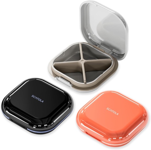 [BRSRAALYB4HRYC3G] Small Pill Case 4 Compartments Light Grey Pink and Black Set of 3