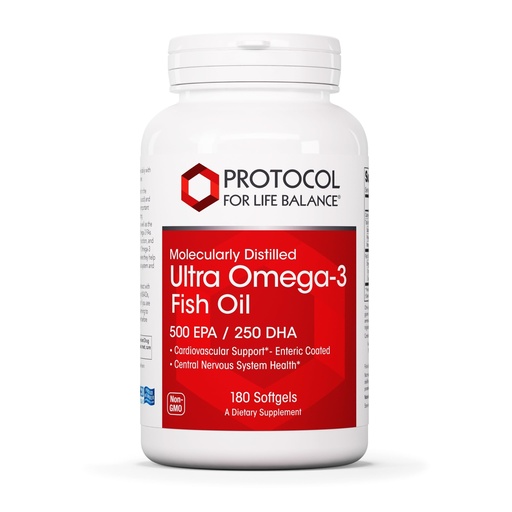 [BRSWIYIZCIPGOE3O] PROTOCOL FOR LIFE BALANCE Ultra Omega-3-500mg EPA & 250mg DHA - Fish Oil for Brain Support, Heart & Nervous System Health* - EPA DHA Omega Supplement - Non-GMO & Halal - 180 Softgels