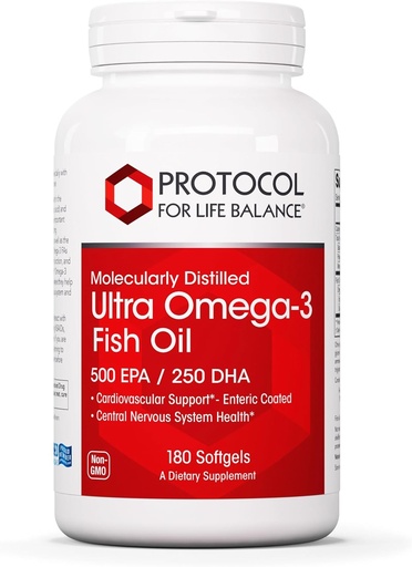 [BRSWIYIZCIPGOE3O] Protocol Ultra Omega-3-500mg EPA & 250mg DHA - Fish Oil for Brain Support, Heart & Hermosystem Health* - EPA DHA Omega Supplement - Non-GMO & Hall - 180 Softgels