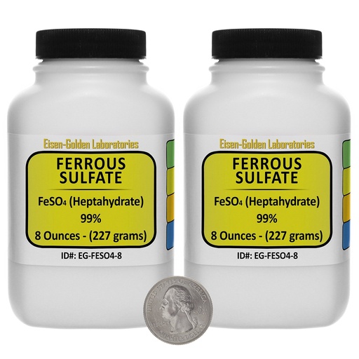 [BRSWKZQAO4HR6ADU] Ferrous Sulfate [FeSO4] 99% ACS Grade Powder 1 Lb in Two Space-Saver Bottles