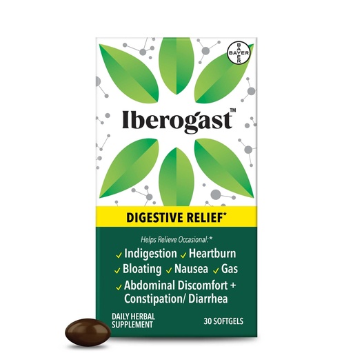 [BRSROHY2AV6RGCT6] Iberogast Softgels, Herbal Relief of Stomach Upsets: Occasional Indigestion, Bloating, Gas, Nausea, Upset Stomach; 6-Herb Blend with Iberis Amara, Peppermint, Licorice, Lemon Balm; 30ct