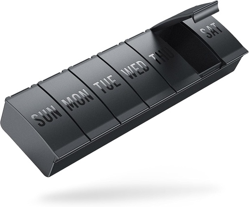 [BRSW2EIFOF6WEF32] Barhon Pill Organizer Large, Weekly Medicine Pill Organizers, 7 Day Pills Box Case Travel for Big Vitamin Suplemen Fish Oil, Black