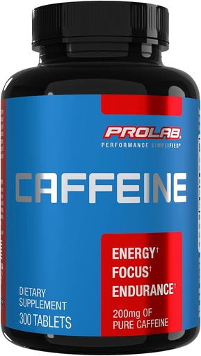 [BRSRM2T3DEHGYC3A] Taulas de ProLab Cafeine 200mg - 300ct Energia Energy Support, Ajuda a millorar el focus & Mental, reduir el Fatigue, Pre-Saturout, Extra La força