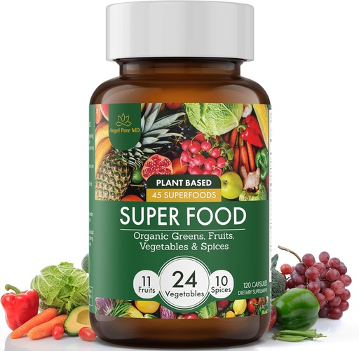 [BRSROGAPDMIA2G3B] Super Greens and Reds Daily Fruits and Veggies Supplement: USDA Organic Superfood Greens Supplement, Cruciferous Vegetable Capsules, Vegetable Supplements for Adults Energy, Immunity, Gut Health 120ct