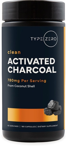 [BRSROBIEA4PBG3DP] Type Zero Activated Charcoal Capsules (180 Count) - 60 Servings, 780mg Per Serving, from Coconut Shell, Non-GMO, Gluten-Free