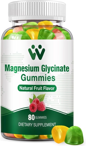 [BRSRAGQKCF6RS2TD] Magnesium Glycinate Gummies for Adults - Sugar Free Magnesium Potassium Supplement för Calm Mood, Muscle, Bone & Energy Support, 80 Gummies