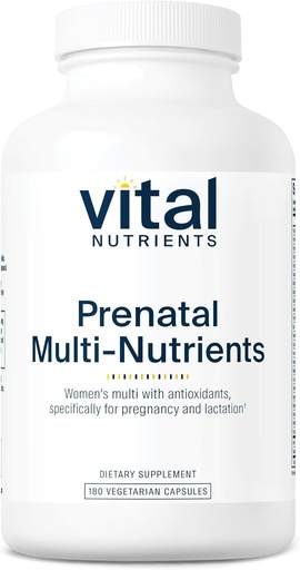 [BRSWIYAKCADGEYLY] Vital Nutrients PreNatal Multi-Nutrients | Women's Prenatal Multivitamin/Mineral Formula with Potent Antioxidants | Vegetarian | Gluten, Dairy, Soy Free | Non-GMO | 180 Capsules