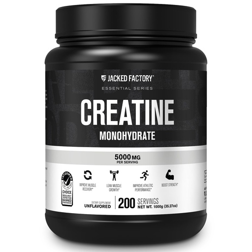 [BRSROHQBOUIWGH3D] Jacked Factory Creatine Monohydrate Powder 1000g - 5g Daily Creatine Supplement for Men and Women, Vegan-Friendly, Third-Party Tested - 200 Servings, Unflavored
