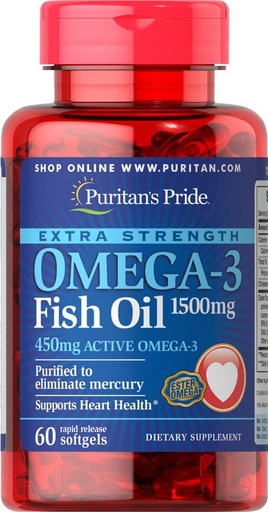 [BRSWIZQ3OV7RADI5] Puritans Pride Extra Strength Omega3 Fish Oil 1500 Mg 450 Mg Active Omega3 Softgels, 60 gróf
