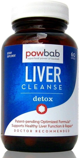 [BRSWY2QOCB6BOFIZ] powbab Liver Cleanse Detox. #1 Patent-Pending Optimized Repair Formula. Liver Md Focus Research with Organic Baobab, Beet Root Powder, and Goji. Beats Milk Thistle Silymarin & Dandelion (60 Capsules)