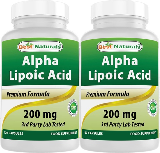 [BRSW2AQPPIBAI3DO] Beste Naturals Alpha Lipoic Acid 200 Mg 120 kapsler (120 greve (pakke på 2))