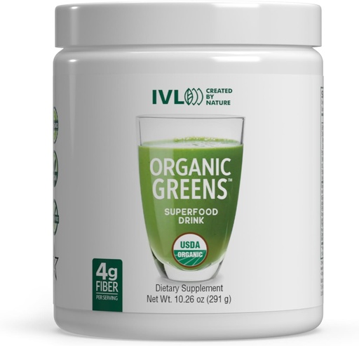 [BRSRMCACOYFR4ETD] IVL - Organic Greens - Organic Superfood Drink - Loaded with Antioxidants, Micronutrients, Prebiotics & Probiotics - for Immune Support, Digestive Health - Great Taste (1 Pack, 30 Servings)