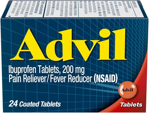 [BRSWIY35AAMGA3Q3] Advil Pain Reliever and Fever Reducer, Ibuprofen 200mg for Pain Relief - 24 Coated Tablets