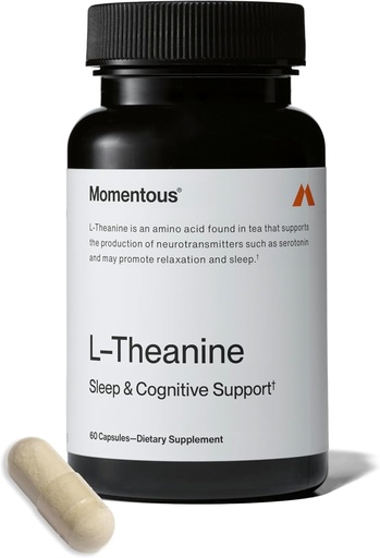 [BRSW2BIROJ7QOE3P] Momentous L-Theanine Supplement - 200 mg Capsules to Promote Relaxation & Focus - NSF Certified for Sport - GMO- & Gluten-Free - 60 Servings