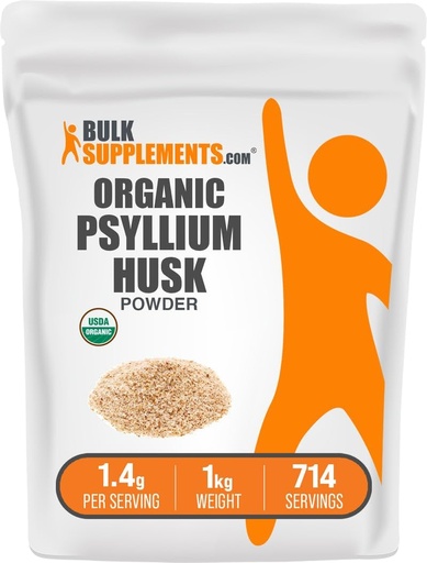 [BRSWKYTZCINQYFTC] BulkSupplements.com Organikoa Psyllium Husk Hautsa - Psyllium Husk Hautsa Bakingerako, Zuntz osagarria - Gluten Free, 1,4g zerbitzuko, 1 kg (2,2 kg) (Pack of 1)