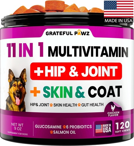 [BRSW2BIRA4IWGGT6] Dog Multivitamin Chewable with Glucosamine - Dog Vitamins and Supplements, Senior & Puppy Multivitamin for Dogs - Pet Chondroitin Hip and Joint Support Health, Immune Booster, Skin, Heart, Probiotics