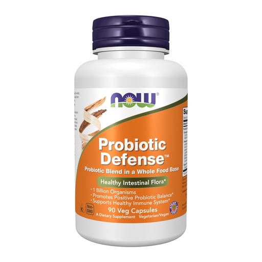 [BRSWIYQBDECQKYDA] NOW Foods Supplements, Probiotic Defense, Probiotic Blend in a Whole Food Base with 1 Billion Organisms, 90 Veg Capsules