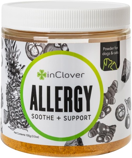 [BRSWGEIQAQGWGGTO] In Clover Natural Dog Allergy Relief Supplement with Turmeric - BioResiliant Treat Powder Supplement for Dogs with Seasonal Allergies, Mangosteen Helps Maintain Histamine Levels