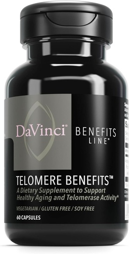 [BRSWYCD7OACA2HIY] DAVINCI Labs Telemere Benefits - Dietetyczny Suplement do Wspierania Zdrowego Starzenia, Poziomy Przeciwutleniaczy, Pamięć i Aktywność Telomerazy * - z Astragalus Root Extract - Gluten- Free - 60 Kapsułki roślinne