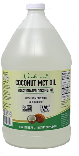 [BRSRA2YZPJYB4CLV] Verdana Coconut MCT Oil 1 Gallon – Food Grade for Keto Coffee, Unflavored Natural Oil Pulling Mouthwash, Massage, Aromatherapy – 100% from Coconut - Medium Chain Triglycerides – Non-GMO, Kosher