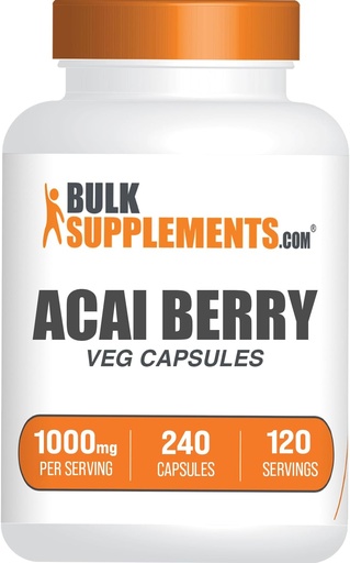 [BRSROFA6CUMBUELV] BulkSupplements.com Acai Berry Capsules - Acai Bery Supplement, for Immune Support, Acai Berry Extract 1000mg - Gluten Free, 2 Capsules per Serving, 240 Count (Pack of 1)