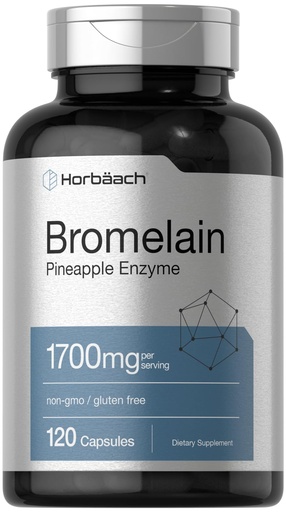 [BRSWGHD6CIGQIEQ4] Horbäach Bromelain 1700 mg | 120 Capsules | Supports Digestive Health | Pineapple Enzyme Supplement | Non-GMO, Gluten Free