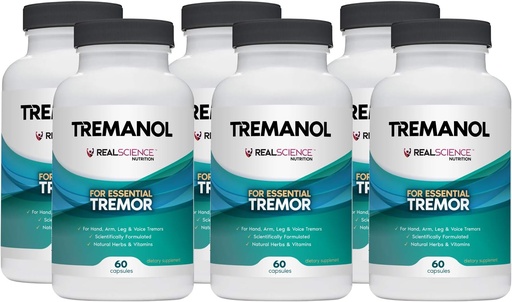 [BRSWKZDYCYBB4YLM] Tremanol – Pack of 6 - Natural Aid for Essential Tremor - Provides Relief for Shaky Hands, Arm, Leg, & Voice Tremors