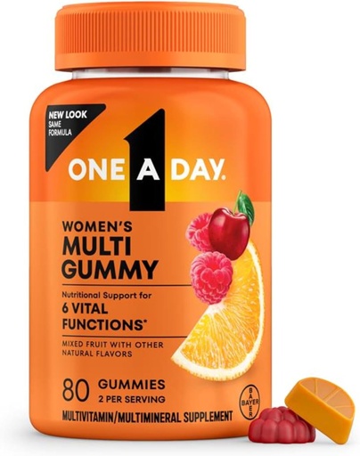 [BRSWYZ36DN7RGF35] One A Day Womens Multivitamin Gummy - Gummy Vitaminas para Mujeres con Biotina, Zinc, ácido fólico, Iodine Vitamin Gummies, Chewable Multivitamin, 80 Cuenta (Packaging May Vary)