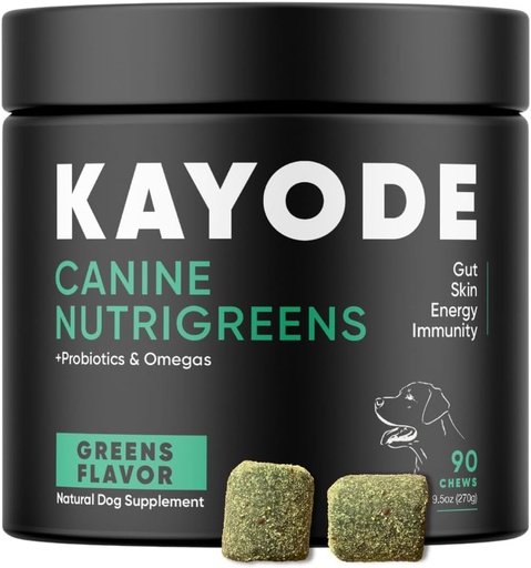 [BRSRMAADCMNAIF3K] Canine NutriGreens - Natural Dog Vitamins & Probiotics for Dogs. No Messy Powder. Includes Spirulina, Kelp & Antioxidant Berry Mix. 6-in-1 Dog Supplements & Vitamins Chews. Super Greens for Dogs.