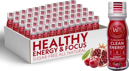 [BRSRAZT4C4GROHTU] Wholesome Organics - Sugar Free Energy Shots Extra Strength Natural &amp; Healthy Energy Drinks - Plant-Based Energy Supplements w/Vitamin B12 Lion's Mane &amp; Yerba Mate - Cherry Pomegranate Flavor 48 Pack