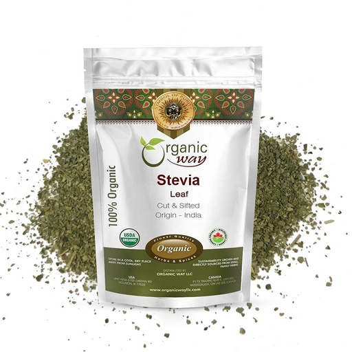 [BRSW22T4C4BAAC33] Organic Way Stevia Leaf Cut & Sifted - Herbal Tea (8 Ounce) | Stevia Rebaudiana botanical herb, European Wild-Harvest, USDA Organic and Kosher Certified; Non-GMO & 100% Raw from India