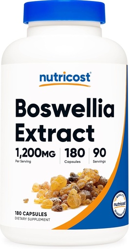 [BRSROZQYA5YQ2FL4] Nutricost Boswellia Extract Capsules (1,200 MG) (180 CAPS) - Gluten Free, Non-GMO, Vegan, 90 Servings