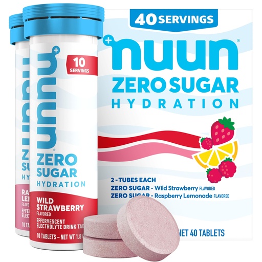 [BRSRAGL3OYAQGG3A] Nuun Zero Sugar Hydration Electrolyte Tablets - Magnesium, Calcium, Potassium, Chloride & Sodium, Light & Delicious Fruit Flavors, No Sugar, Gluten Free, Vegan, Mixed Berry 4 Pack (40 Servings Total)