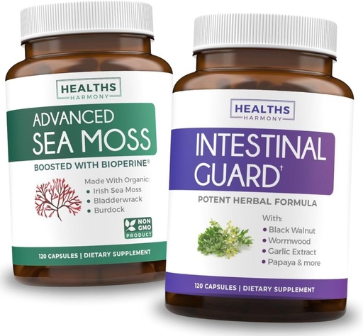 [BRSROC33OAPR4DYY] Intestinal Guard & Irish Sea Moss (2-Month Supply) Guard & Moss Fusion Bundle - Intestinal Guard (120 Capsules) Potent Natural Formula and Organic Irish Sea Moss (120 Capsules) Raw Vegan Supplement