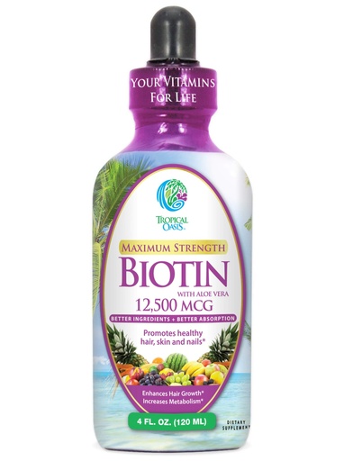 [BRSWGH37PMFREYL7] Maximum Strength Liquid Biotin Drops w/ 12,500 MCG – Best Vitamins for Fast Hair Growth, Reduced Hair Loss, Healthy Skin & Strong Nails -5X More Potent Than Pills– Max Absorption, Vegan– 4oz, 30 Serv