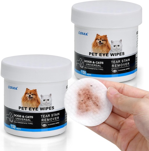 [BRSWYBT7BUHG2AA7] 300Pcs Dog Eye Wipes Biodegradable, Hypoallergenic Cat Dog Eye Cleaner, Pet Tear Stain Remover Wipes | Wrinkle, Face, Eye Cleaner Pads to Gently Remove Discharge, Crust | Unscented Pet Tear Wipe