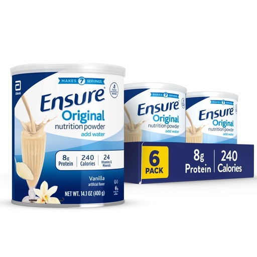 [BRSWGEDRCACBEYLB] Ensure Original Nutrition Powder | Vanilla Protein Powder | Small Meal Replacement Shake Mix | 8g Protein, 24 Vitamins & Minerals | Immune Health | 14.1 oz -pack of 6