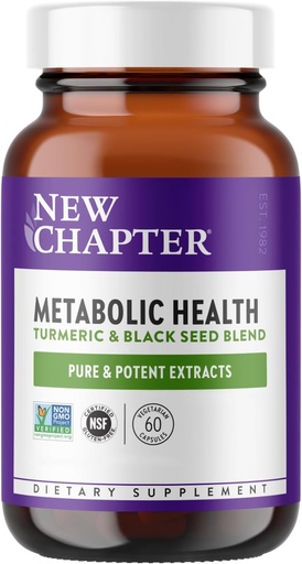 [BRSWGZYFBUGRUDTU] New Chapter Metabolic Health, Golden Black Seed, Black Seed Oil + Turmeric for Healthy Mood, Healthy Weight - 60 ct Vegetarian Capsule
