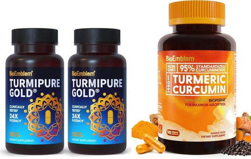 [BRSRMHD6DF5QED32] BioEmblem Turmeric Curcumin with Clinically Studied TurmiPure Turmeric Curcumin Supplement with BioPerine