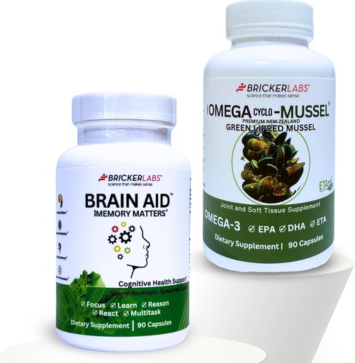 [BRSRAHQPOYHBMCLZ] Bricker Labs Mind & Motion: Joint Health and Cognitive Support Bundle: Omega Cyclo - Mussel Full Spectrum Omega Joint Support and Brain Aid Memory Matters Kognitive Support Supplement,
