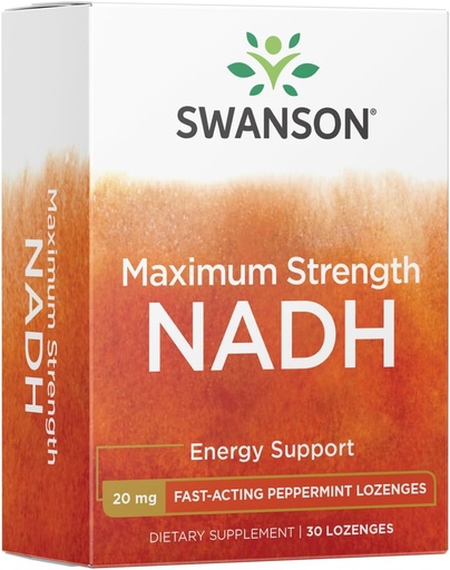 [BRSWIYY5AYCBG2TY] Swanson 최대 힘 NADH - 뇌 건강 및 에너지 지원을 촉진하는 빠른 행동 Peppermint Lozenges - 비타민 B3 Coenzyme 싸움 피로를 돕기 - (30 정제, 20mg 각각) 1 팩