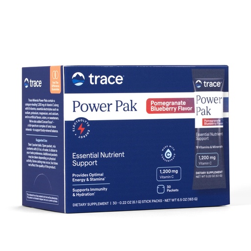 [BRSWKEI6DIGAA3Y7] Trace Minerals | Power Pak Electrolyte Powder Packets | 1200 mg Vitamin C, Zinc, Magnesium | Boost Immunity, Hydration and Natural Energy | Pomegranate Blueberry | 30 Packets